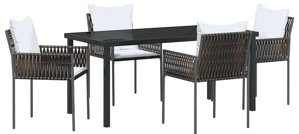 vidaXL Σέτ φαγητού για κήπο 5 pcs Καφέ Πολυ ράταν