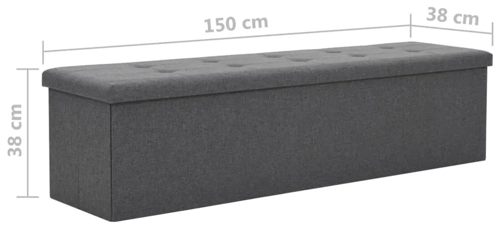 Πάγκος Αποθήκευσης Σκούρο Γκρι 150 x 38 x 38 εκ. Συνθετικό Λινό - Γκρι