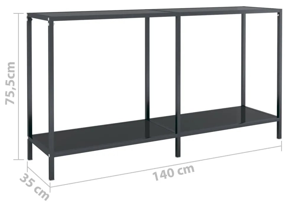 Τραπέζι Κονσόλα Μαύρο 140 x 35 x 75,5 εκ. από Ψημένο Γυαλί - Μαύρο