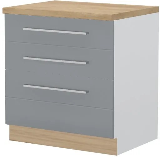 Επιδαπέδιο ντουλάπι Hudson R-80-3F-Λευκό - Γκρι - 80.00Χ60.00Χ88.00cm