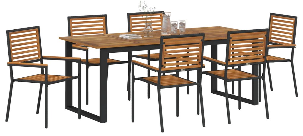 vidaXL Σετ Υπαίθριας Μαγειρικής 7 pcs Μαύρο 200 x 90 x 75 cm