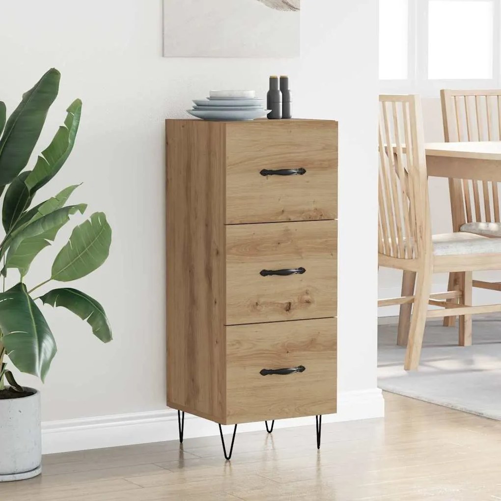 vidaXL Πλαϊνό γραφείο με συρτάρι artisan δρυς 34 x 34.5 x 90 εκ