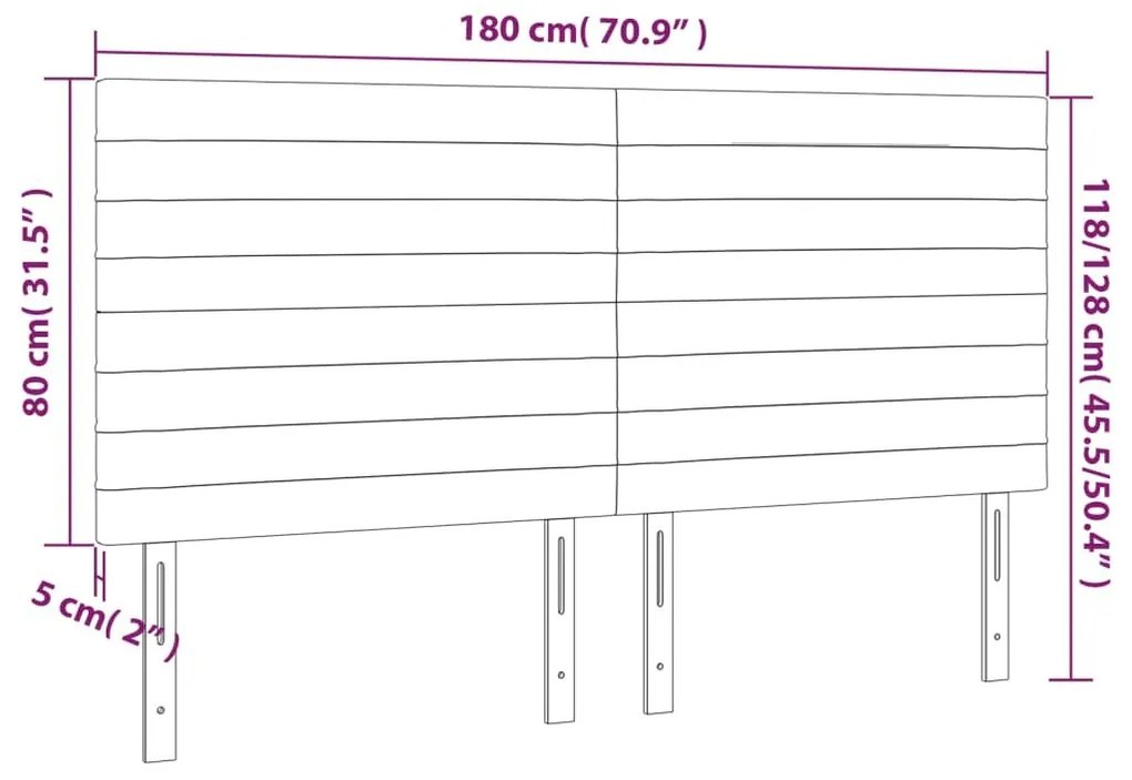 Κεφαλάρι Κρεβατιού LED Μαύρο 180x5x118/128 εκ. Υφασμάτινο - Μαύρο