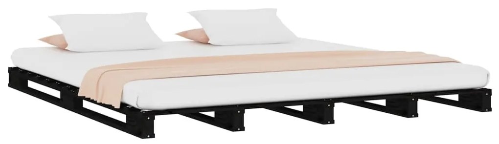 vidaXL Κρεβάτι από Παλέτες Μαύρο 180x200εκ. Μασίφ Πεύκο 6FT Super King