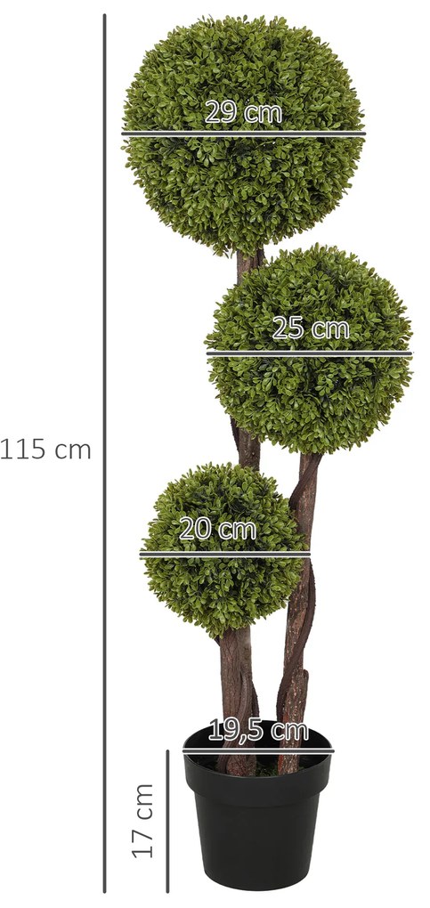 HOMCOM Τεχνητό πυξάρι, Τεχνητό φυτό, Ρεαλιστική εμφάνιση, Εξωτερικού χώρου, Πράσινο/Μαύρο