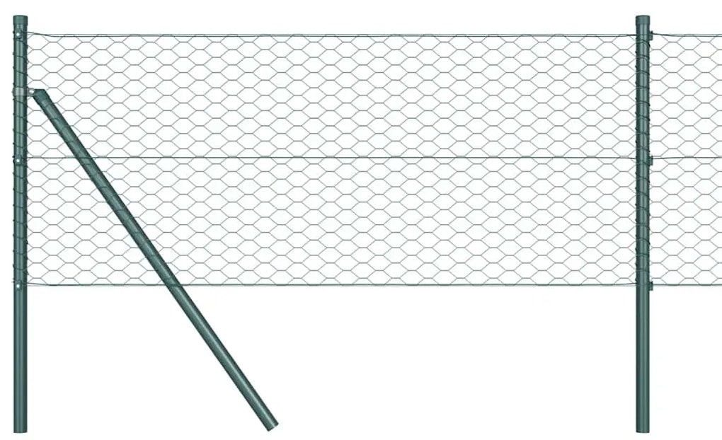 vidaXL Εξαγωνικός φράχτης Πράσινο 0.8 x 25 m Ατσάλι