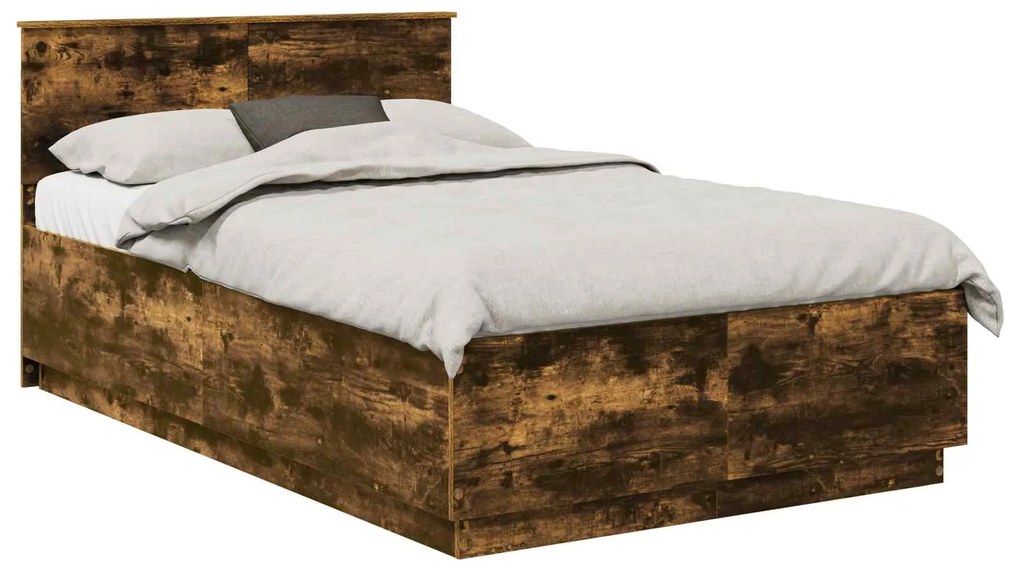 vidaXL Σκελετός Κρεβατιού με κεφαλάρι Καπνιστό Δρύς 135 x 190 cm