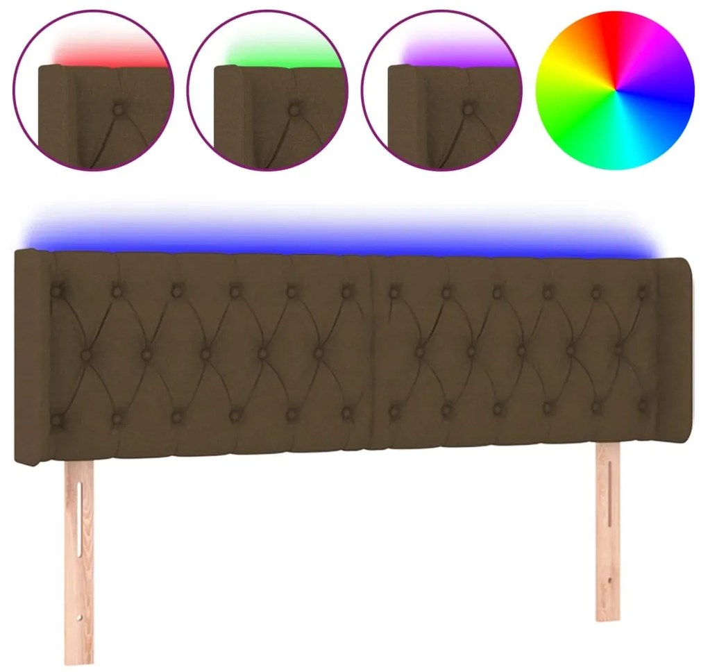 vidaXL Κεφαλάρι Κρεβατιού LED Σκούρο Καφέ 163x16x78/88 εκ. Υφασμάτινο