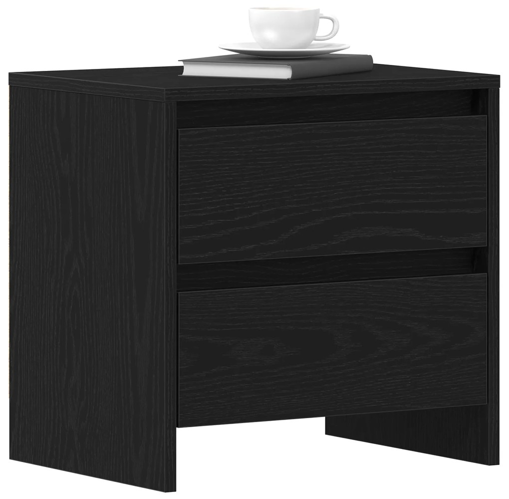 vidaXL Κομοδίνο 2 τεμ Μαύρο Δρυς 45x34x44,5 εκ Επεξεργασμένο ξύλο
