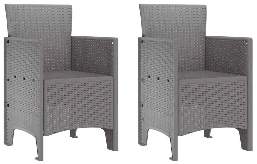 vidaXL Σέτ φαγητού για κήπο 3 pcs Ανοιχτό γκρι Rattan Polt