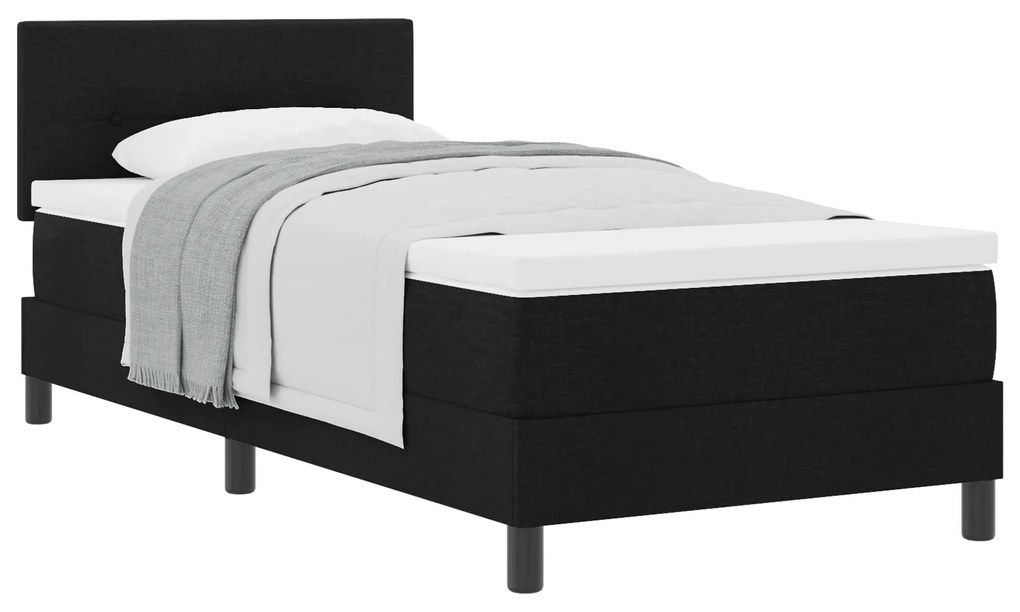 vidaXL Κρεβάτι Με Βάση με Στρώμα Μαύρο 80x200 cm Ύφασμα