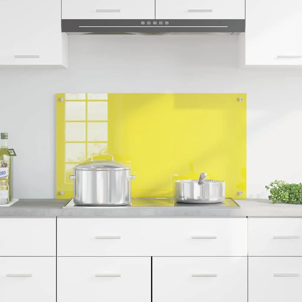 vidaXL Πίσω Πάνελ Κουζίνας Κίτρινο 90 x 50 x 0.6 εκ. σκληρυμένο γυαλί