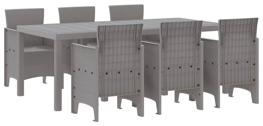 vidaXL Σέτ φαγητού για κήπο 7 pcs Ανοιχτό γκρι Rattan Polt