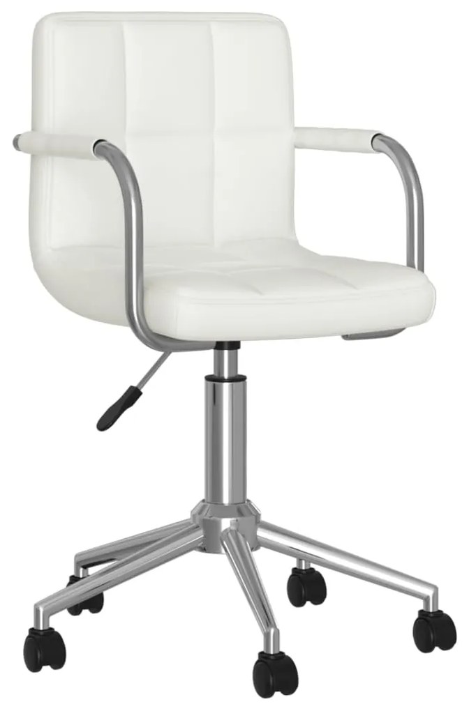 Καρέκλα Τραπεζαρίας Περιστρεφόμενη Λευκή από Συνθετικό Δέρμα