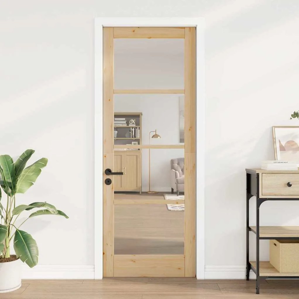 vidaXL Εσωτερική Πόρτα με Γυαλί Καφέ 78 x 211 εκ