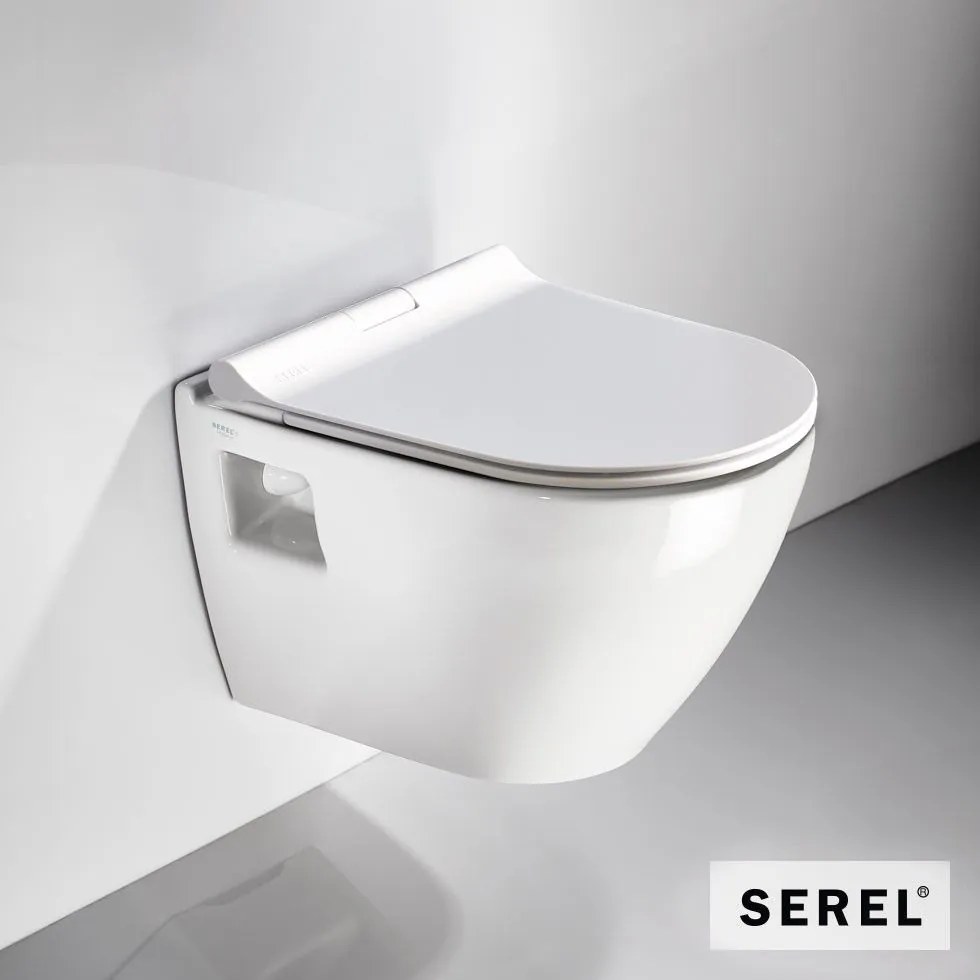 SEREL Smart SM1200SC-300 Λεκάνη Κρεμαστή με Slim Κάλυμμα Soft Close Λευκή 48.5cm