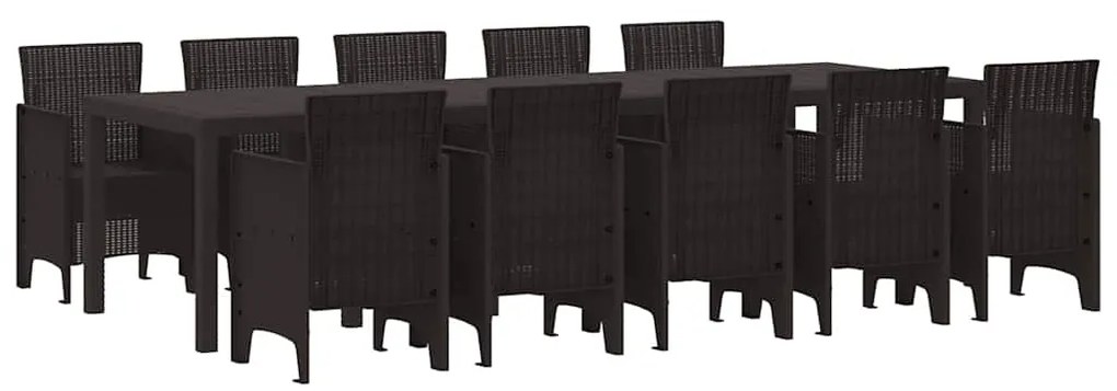 vidaXL Σέτ φαγητού για κήπο με μαξιλάρι 11 pcs Καφέ Ρατάν