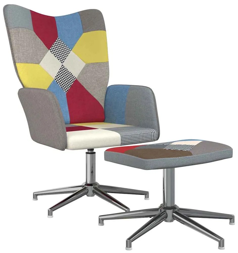 vidaXL Πολυθρόνα Relax Σχέδιο Patchwork Υφασμάτινη με Σκαμπό