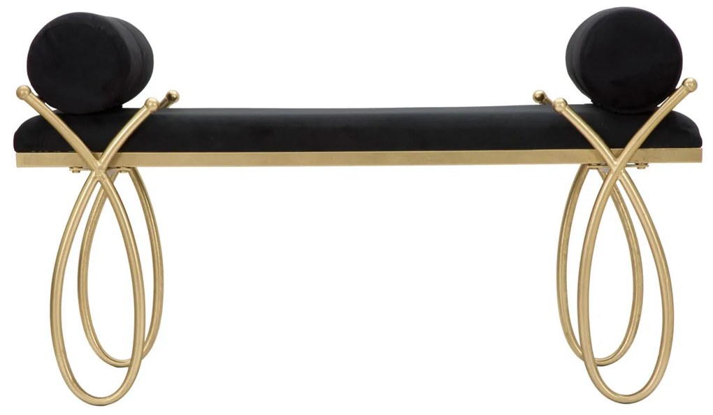 Ταμπουρέ Μαύρο/Χρυσό RIBBON 49x112.5x53