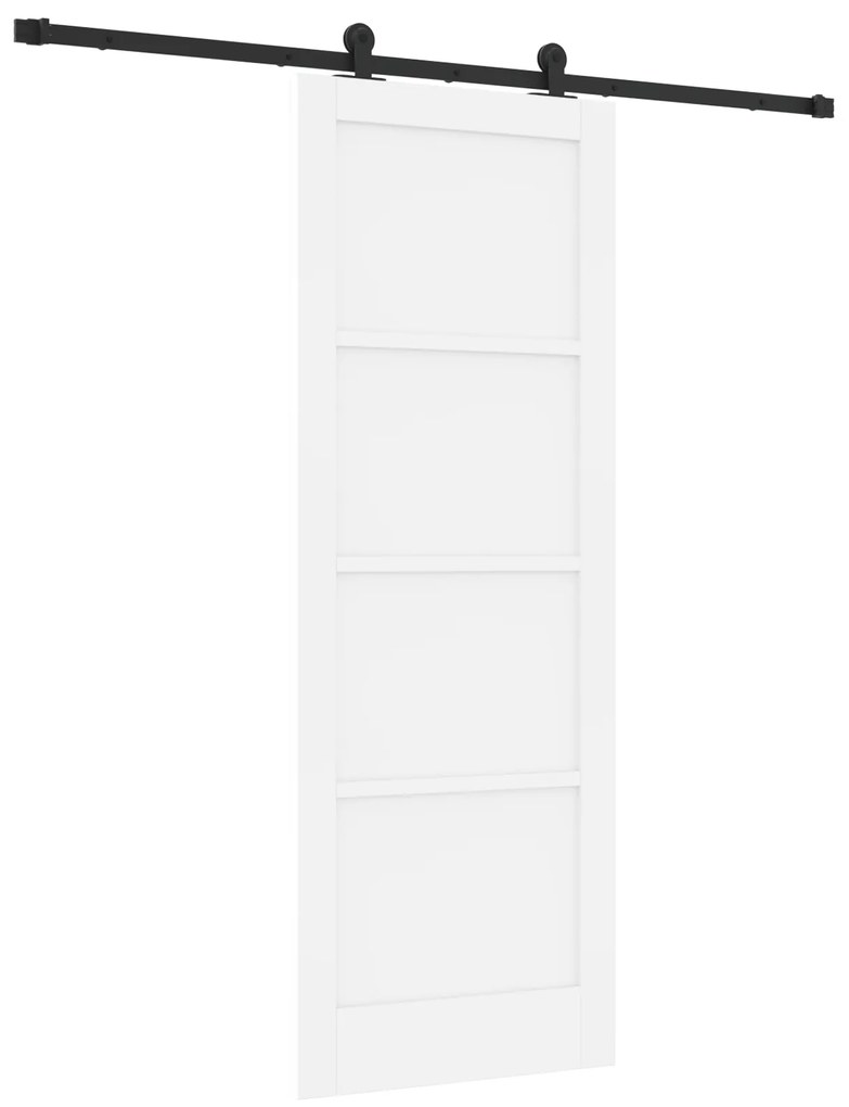 vidaXL Συρόμενη Πόρτα με Σέτ Εξαρτημάτων Λευκή 78x211 εκ Συμπαγές Ξύλο Πεύκο