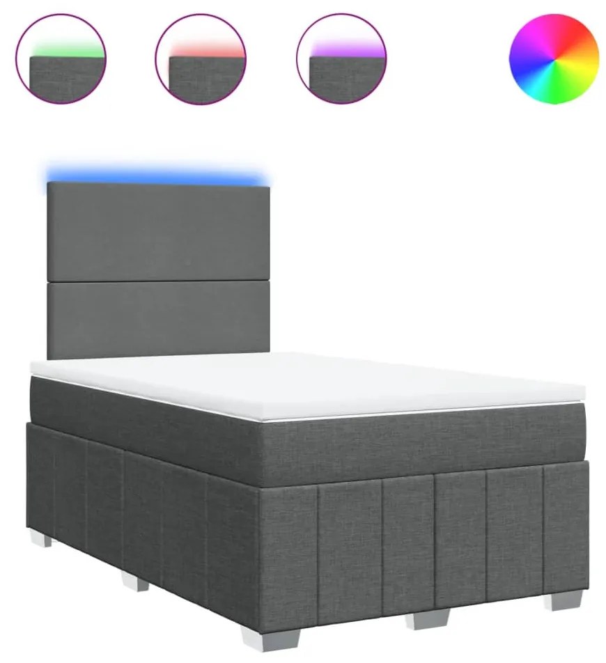 vidaXL Κρεβάτι Boxspring με Στρώμα Σκούρο Γκρι 120x190 εκ Υφασμάτινο
