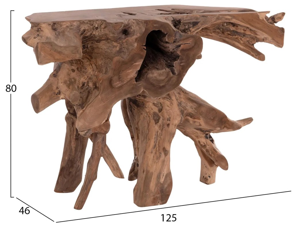 Κονσόλα GRIMAL Ξύλο Teak (Ρίζα) Φυσικό 125x46x80Υ εκ. 125x46x80 εκ.