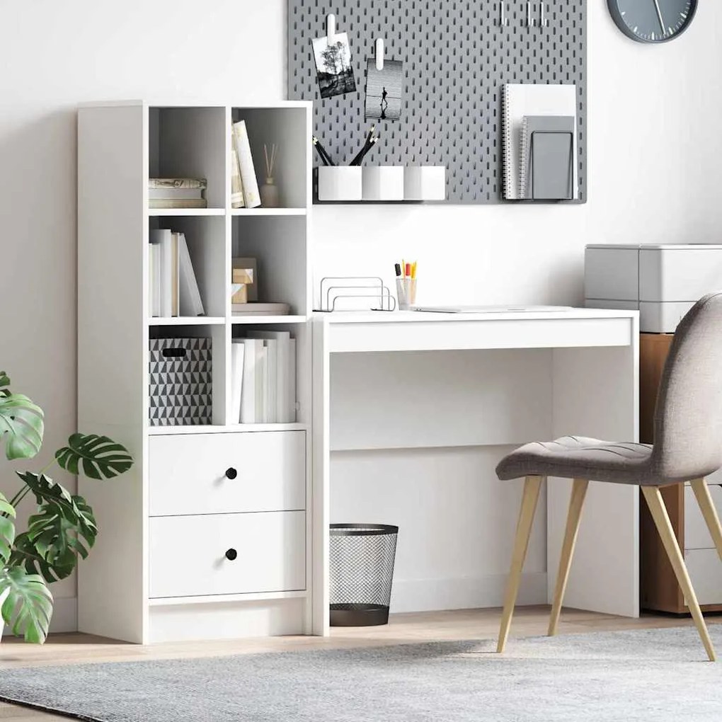 vidaXL Γραφείο με αποθηκευτικό χώρο 2 pcs Λευκό 90 x 40 x 76 εκ.