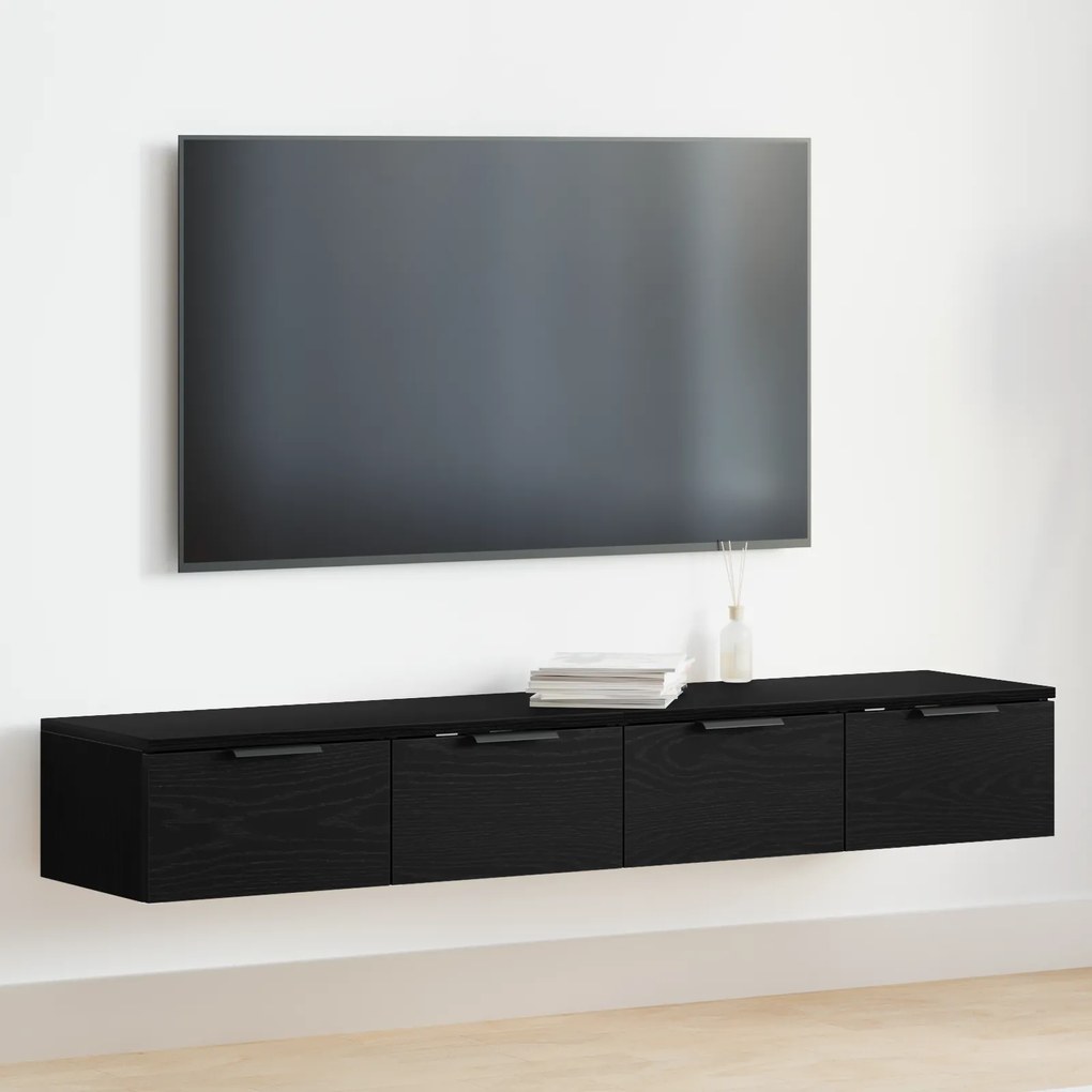 vidaXL Ντουλάπια Τοίχου 2 τεμ Μαύρη Βελανιδιά 68x30x20 εκ Επεξεργασμένο Ξύλο