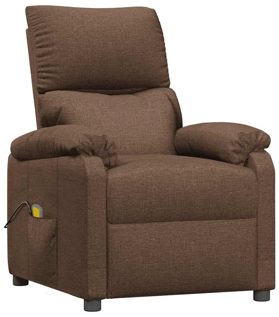 vidaXL Πολυθρόνα Μασάζ Καφέ Υφασμάτινη