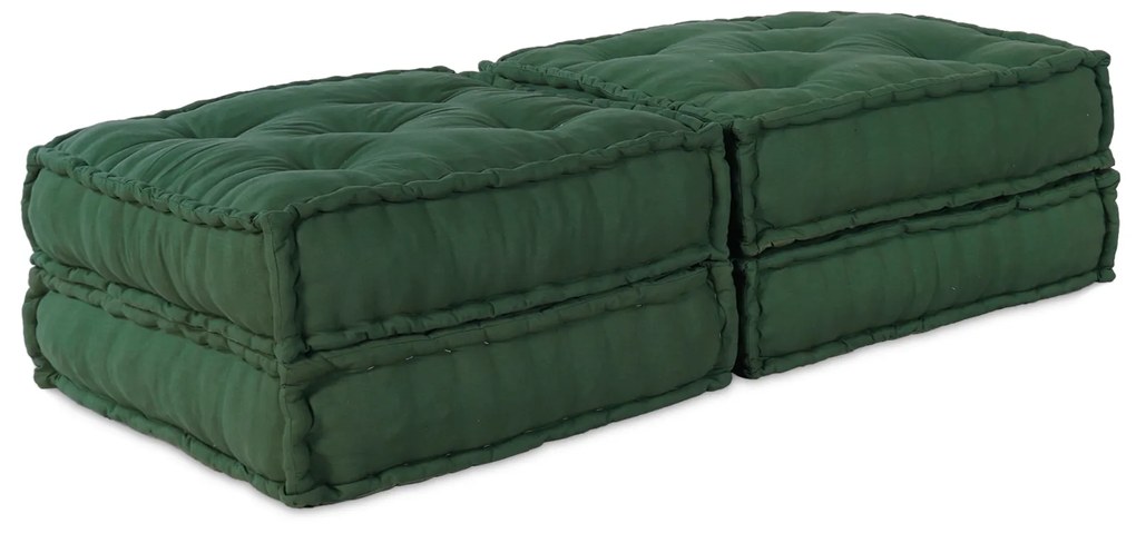 vidaXL Μοντέρνα Πουφ 2 τμχ Πράσινη Υφασμάτινη