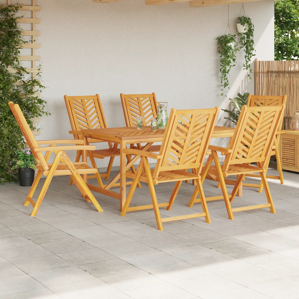 vidaXL Σέτ φαγητού για κήπο 7 pcs Καφέ 150 x 90 x 74 cm