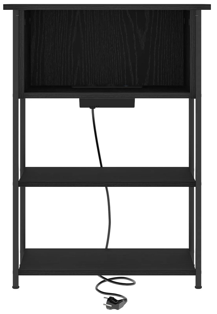 vidaXL Κομοδίνο Μαύρη δρυς 38 x 31 x 61 εκ Επεξεργασμένο ξύλο