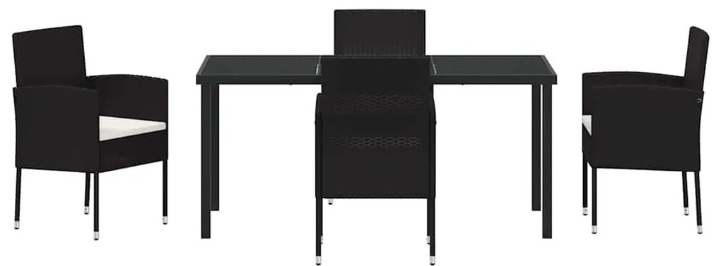 vidaXL Σέτ φαγητού για κήπο με μαξιλάρι 5 pcs Μαύρο Πολυ ράταν