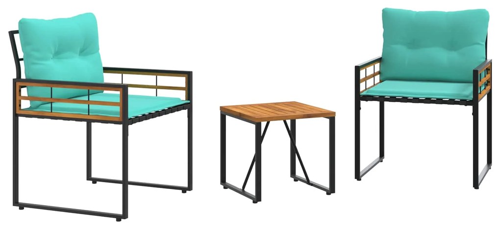 vidaXL Σετ Εξωτερικών Επίπλων με μαξιλάρι 3 pcs Τιρκουάζ