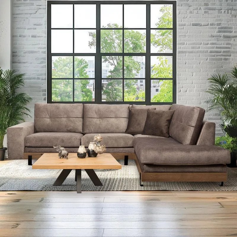 Γωνιακός Καναπές Murcia Δεξιά Γωνία Καφέ 280x220x95 εκ. 280x220x95 εκ.
