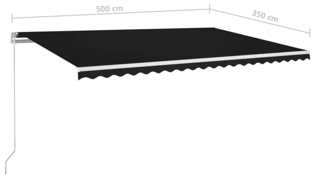 Τέντα Συρόμενη Χειροκίνητη με LED Ανθρακί 500 x 350 εκ. - Ανθρακί