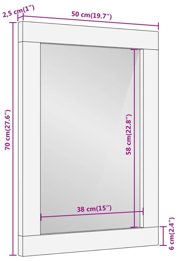 ΚΑΘΡΕΦΤΗΣ ΜΠΑΝΙΟΥ 50X70X2,5 ΕΚ. ΑΠΟ ΜΑΣΙΦ ΞΥΛΟ ΜΑΝΓΚΟ/ΓΥΑΛΙ 358243