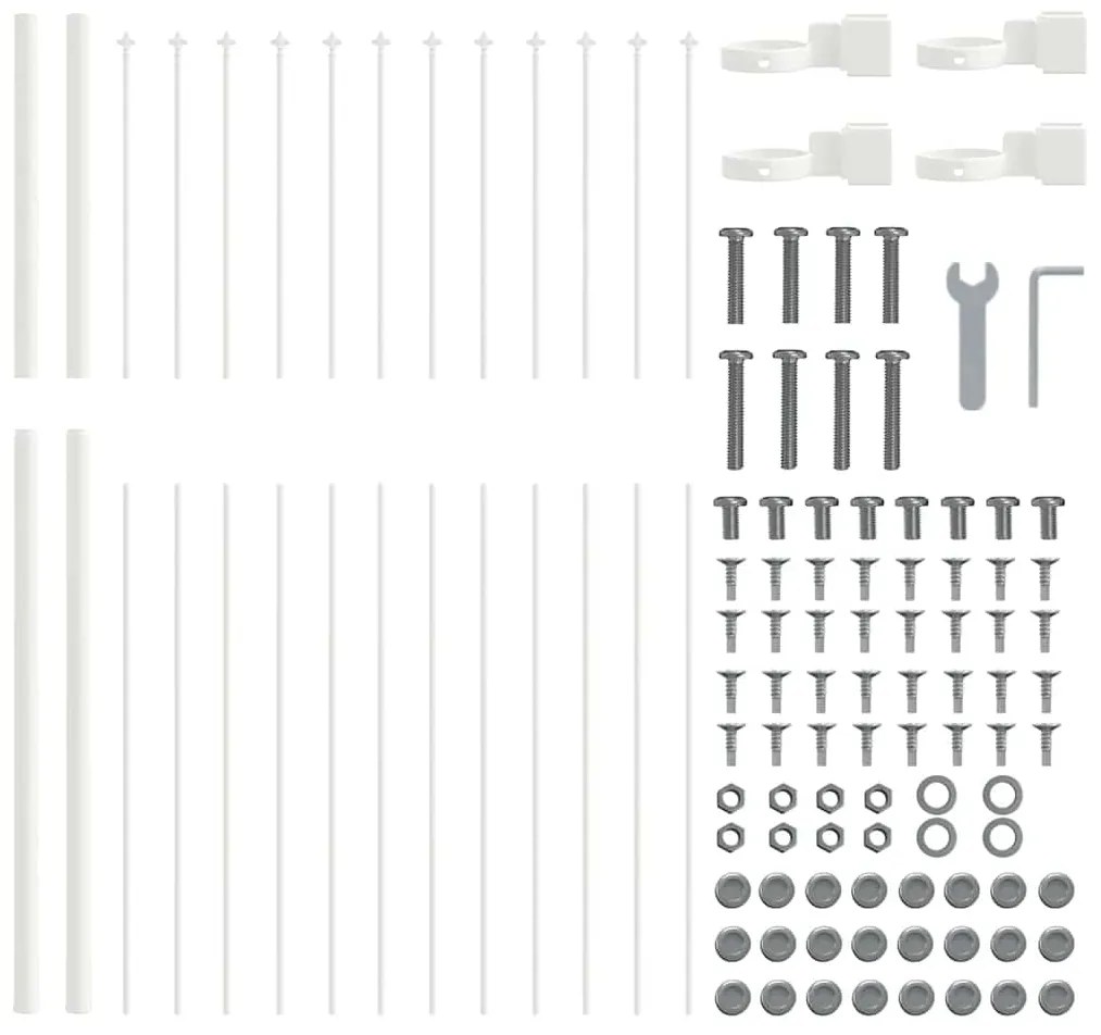 vidaXL Φράχτης Κήπου 2 pcs Λευκό 3,4 x 1,5 μ Ατσάλι με Πούδρα