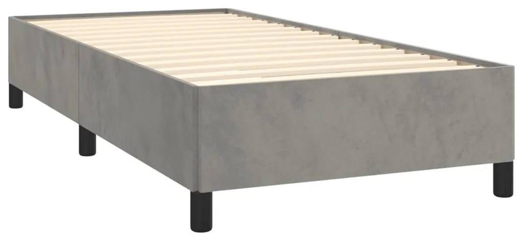 vidaXL Κρεβάτι Boxspring με Στρώμα Ανοιχτό Γκρι 90x200 εκ. Βελούδινο