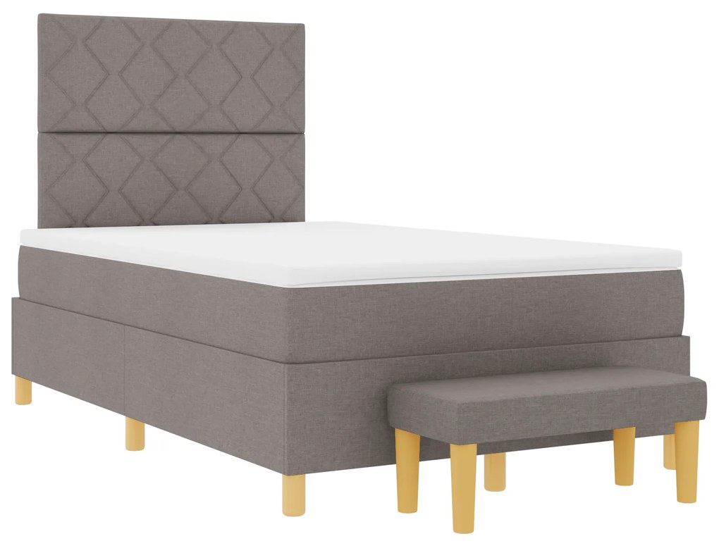 vidaXL Κρεβάτι Box Spring με Στρώμα & Πάγκο Ταουπέ 120x200 εκ Ύφασμα