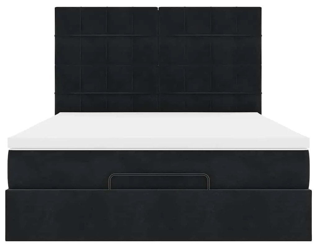Οθωμανικό κρεβάτι με στρώματα Μαύρο 140x190cm Βελούδο 3313471