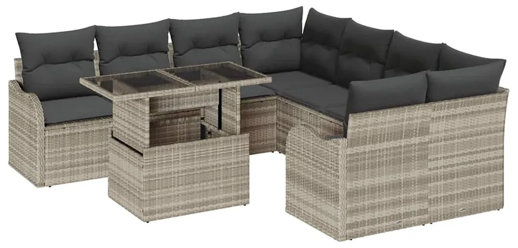 vidaXL Σετ Καναπέ Κήπου 9 pcs Ανοιχτό γκρι 100 x 55 x 73 εκ.