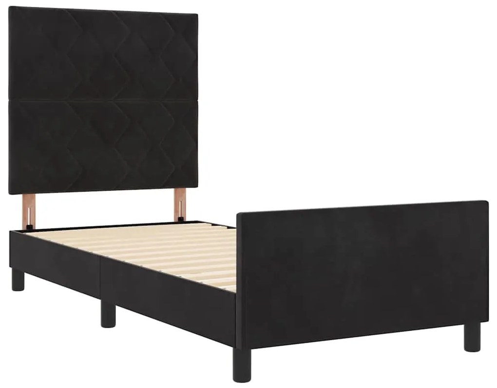 vidaXL Σκελετός Κρεβατιού με κεφαλάρι Μαύρο 100 x 200 cm Βελούδο