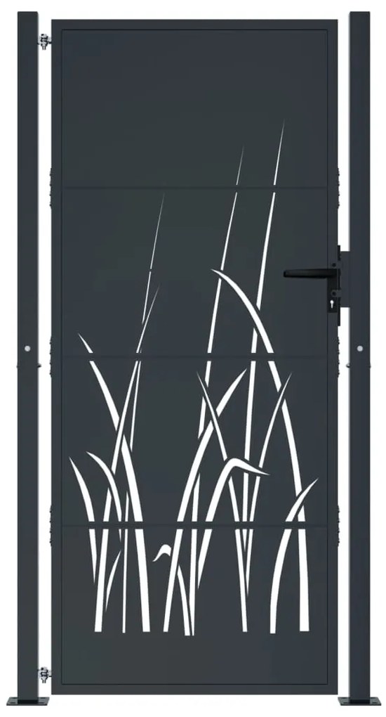 vidaXL Πόρτα Κήπου Ανθρακί 100x175 εκ. Σχέδιο Χαλυβδόφυλλου από Ατσάλι