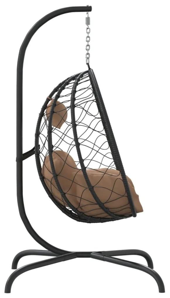 vidaXL Καρέκλα Egg Κρεμαστή Taupe Συνθετικό Ρατάν / Ατσάλι με Μαξιλάρι