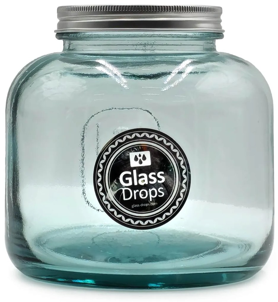 Δοχείο με καπάκι Glass Drops Storage (5796) Aπό 100% ανακυκλωμένο γυαλί, Xωρητικότητας 1500ml , Διαστάσεων Ø 15 x Υ 15 cm