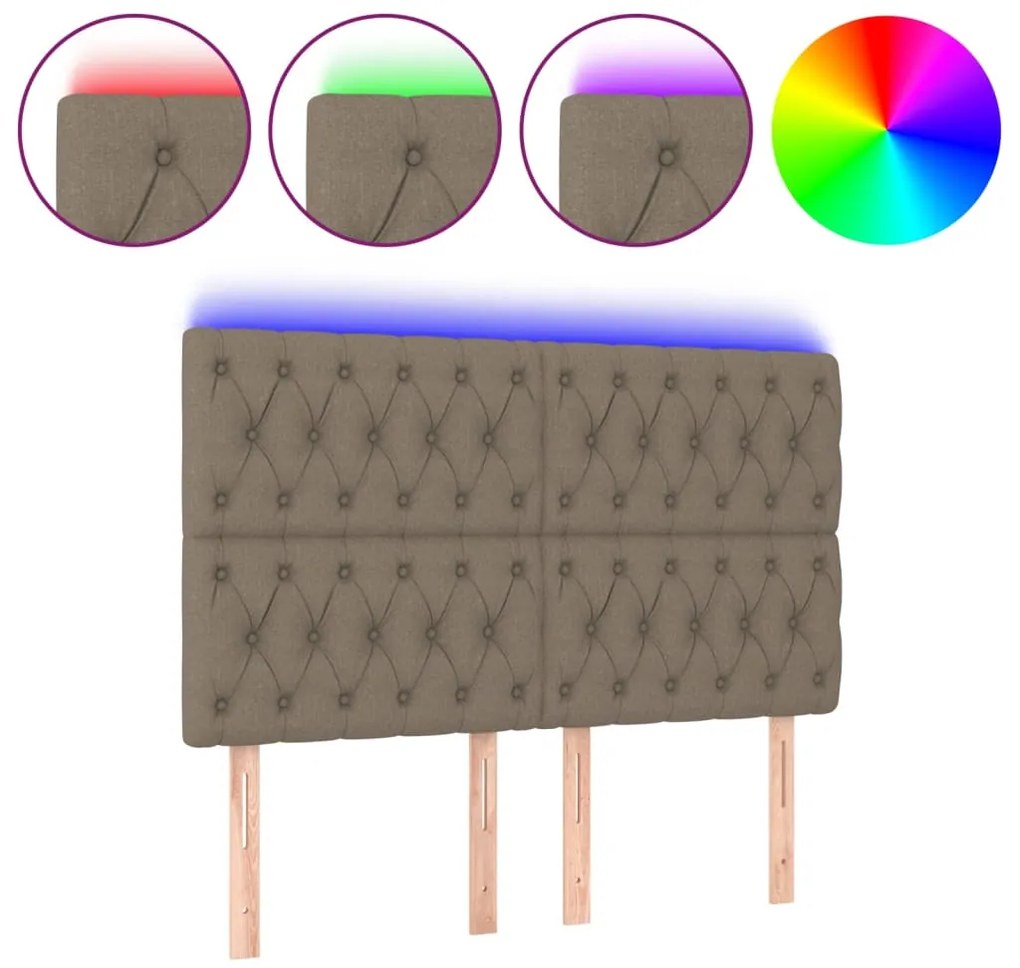 vidaXL Κεφαλάρι Κρεβατιού LED Taupe 144x7x118/128 εκ. Υφασμάτινο
