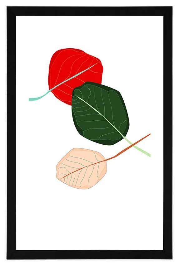 Αφίσα με πασπαρτού Φύλλα γεμάτα χρώματα - 40x60 black