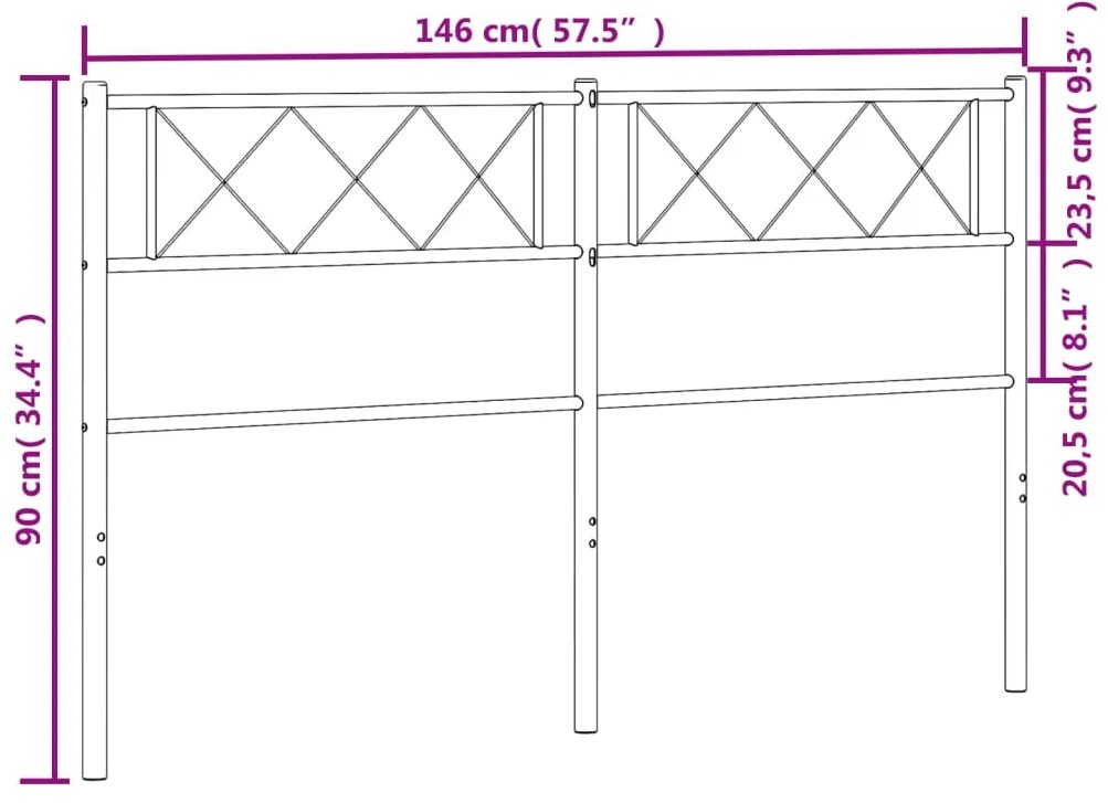 vidaXL Κεφαλάρι Μαύρο 140 εκ. Μεταλλικό