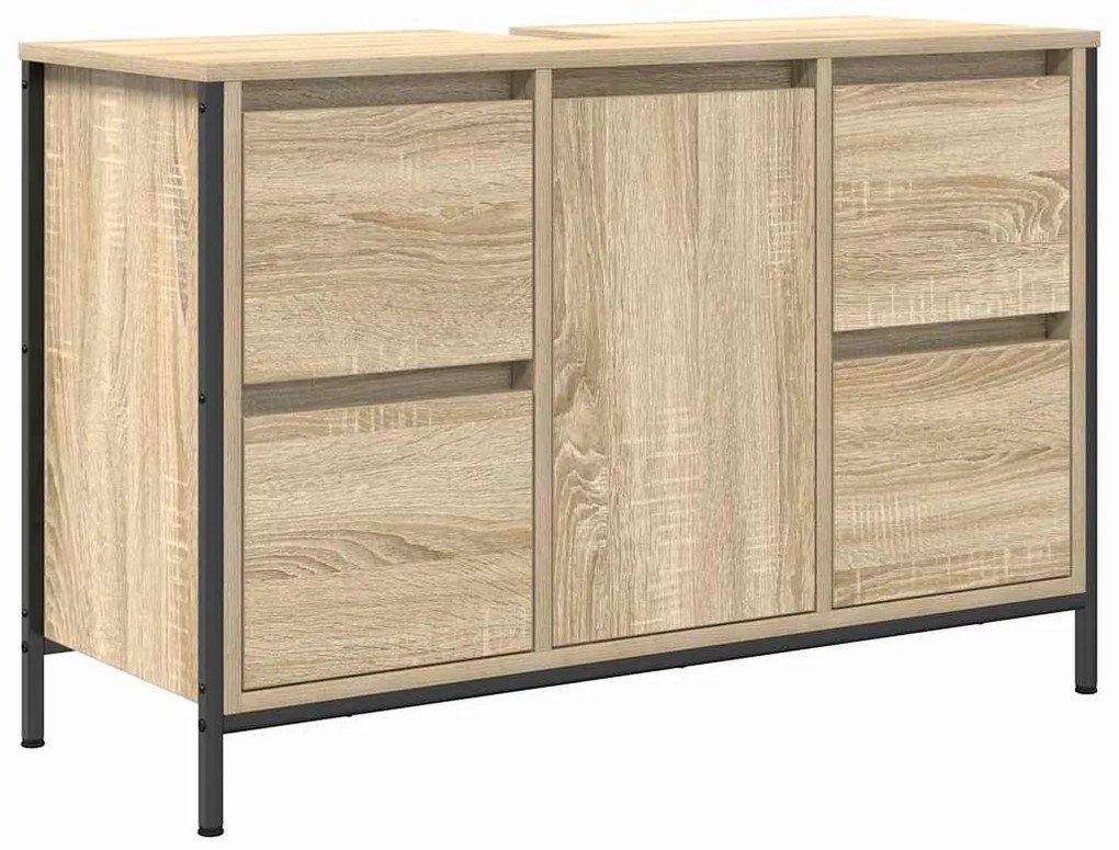 vidaXL Σετ Επίπλων Μπάνιου με συρτάρι 2 pcs Σονομα δρυς και Μαύρο